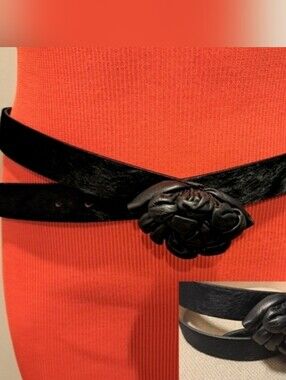 Garuglieri Black Calf Hair/ Leather Belt